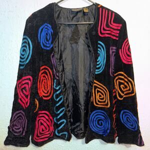 Vintage 80s Allure Abstract Print Unique Buttons Cardigan Sweater M